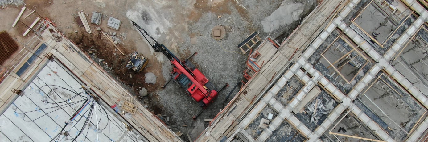 An image of a construction site taken by a drone performing drone services for construction.