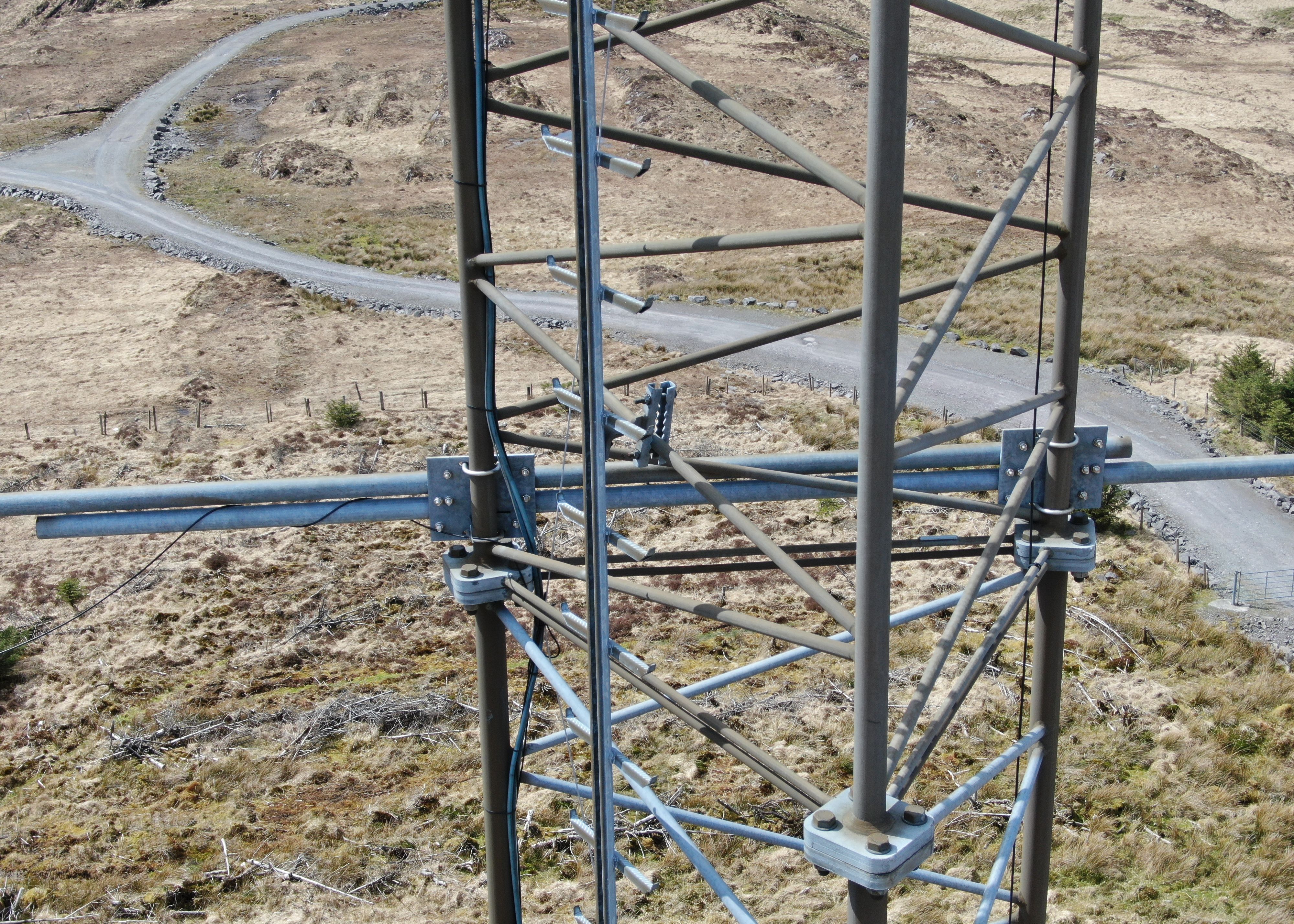 A shot of a mast being inspected