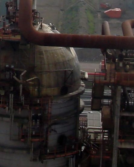 A photo of an oil refinery taken with a drone during an inspection