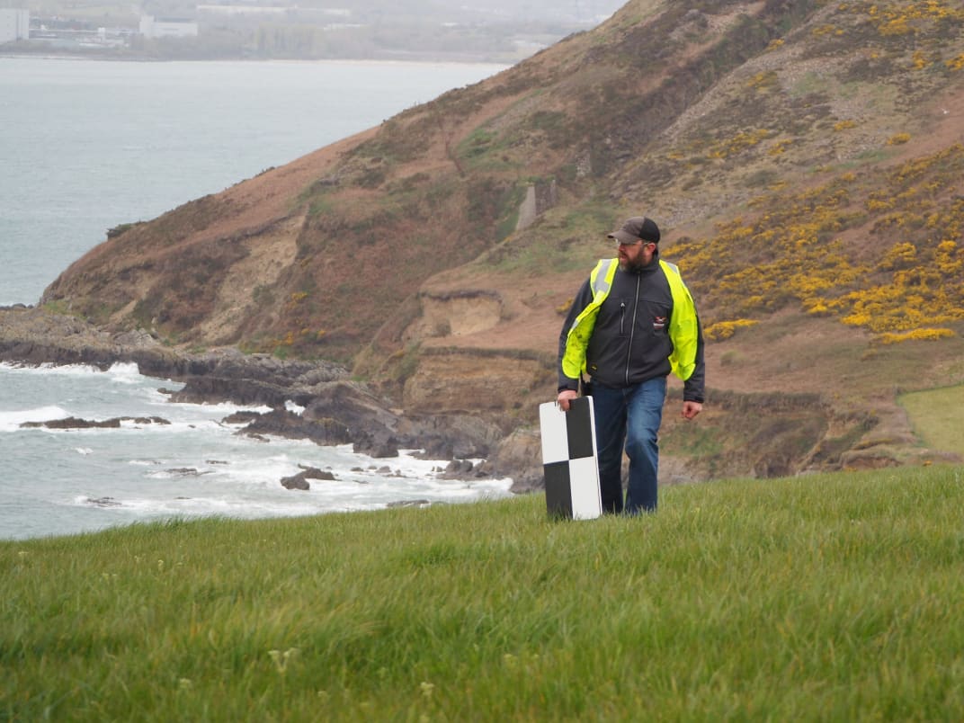 One of the team out setting ground control points on this project. Ground control is an essential element of any drone land mapping operation. It takes time to execute but is worth it in the long run.