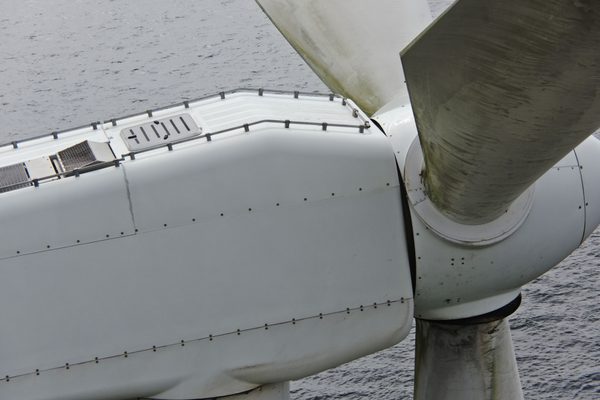 Wind turbine with clear background for optimal optical zoom photography